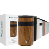 Elemental front view of 12oz tumbler showing sleek finish and compact design benefit