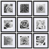 eletecpro front view of nine black frames showing elegant gallery benefit