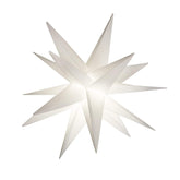 Elf Logic front view of 18-inch Moravian star showing warm white glow and design - ambient lighting benefit