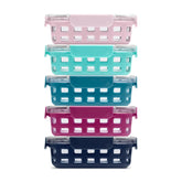Ello Duraglass front packaging showing colorful sleeves and five containers for organization