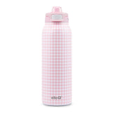 Ello Pop & Fill front view showing pink gingham and secure lid, stylish and durable