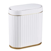ELPHECO front view white gold trash can showing compact design and neat fit