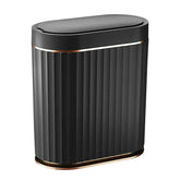 ELPHECO front view black trash can shows slim silhouette and space saving