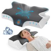 Elviros front view of contoured pillow showing ergonomic shape and immediate alignment benefits