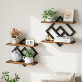 ELYKEN front view of the two-tier shelves showcasing rustic organization