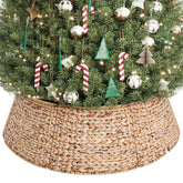ELYKEN rattan tree collar front view hides stand and refines holiday decor