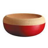 Emile Henry front view showing burgundy storage bowl and compact design benefit