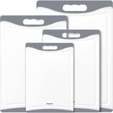 Empune cutting board set front view showing four sizes and tidy storage benefit