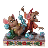 Enesco Jim Shore front view showing Jaq and Gus with collectible charm