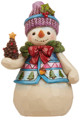 Enesco Jim Shore front view shows festive snowman adding holiday charm