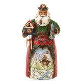 Enesco Jim Shore German Santa front view showing festive pose and multi-color finish