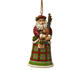 Enesco Jim Shore Scottish Santa front view showing kilt and bagpipe, adds festive charm