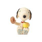 Enesco Snoopy front view showing coffee and donut, perfect for shelf display