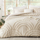 ENJOHOS front view of twin comforter showing neutral cream beige and arch design, enhances room style