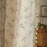 ENJOYBRIDAL front view of two beige floral boho curtain panels offering soft decor
