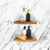 ENKEZI front view corner shelves neatly storing shower bottles and saving space