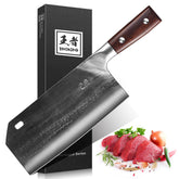 ENOKING cleaver front view showing full blade and balanced design benefit