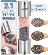 Eparé front view of dual salt and pepper grinder showing compact design and quick access