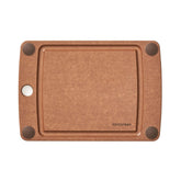 Epicurean front view of nutmeg cutting board showing compact size and design benefit