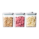 EQI clear 3‑pack front packaging showing stackable storage and visibility benefit