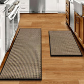 eqivei front view of black kitchen mats showing coverage and style benefit