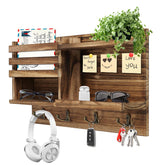 Eryvik front view of burnt-brown key holder showing shelf and eight hooks for easy organization