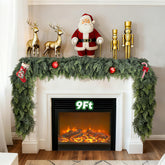 ESCRIO 9 ft cedar garland front view showing full lush greenery and natural look