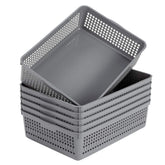 Eslite front view showing six gray baskets for tidy storage