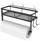 ESOW front view of wall-mounted towel holder showing shelf and roll — space-saving