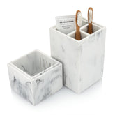 Essentra Home front view of marble-finish holder showing clean lines and concealment benefit