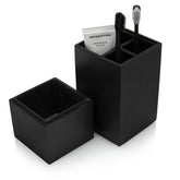 Essentra Home front view of matte black holder showing sleek concealed storage benefit