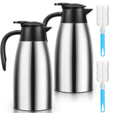 Essenya front view of both silver carafes showing capacity and finish, durable serving