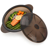 EuChoiz steamer front view showing large capacity and clear lid benefit