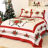 EVENHUG front view of quilt on queen bed showing festive coverage and curb appeal