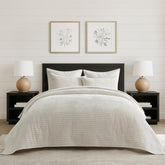EverGrace front view of king ivory quilt set showing neat drape and polished look