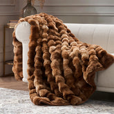 EverGrace front view of Lion Caramel throw showing color and finish for elegant décor