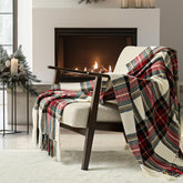 EverGrace front view showing white Stewart plaid and festive packaging benefit of instant holiday style