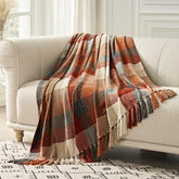 EverGrace folded harvest orange throw front view showing pattern and neat folds benefit: instant décor upgrade