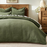 EverGrace king quilt front view showing loden green elegance and instant room uplift