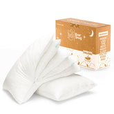 EverSnug front view of two queen pillows showing packaging and pair convenience
