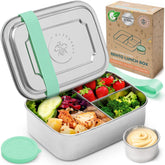 Everusely front view showing green bento box and lid, durable daily use