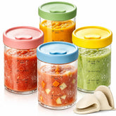 Evjeal front view of 24oz glass container set showing packaging and contents durable