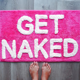 Evovee front view showing hot pink rug and white text, adds playful decor