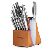 EWFEN knife set front view showing full collection and storage block for organized kitchen