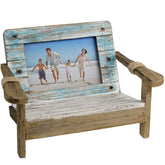 EXCELLO GLOBAL PRODUCTS front view showing the beach chair frame and its 4x6 photo display benefit