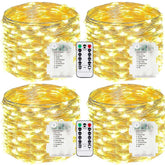 EXF front view of four packed 33ft warm white strands showing complete kit benefits