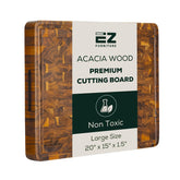 EZ FURNITURE front view of large acacia cutting board showing size and finish benefits
