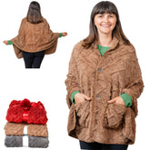 EzrAllora front view brown poncho showing wearable blanket and polished look