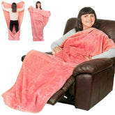 EzrAllora front view powder pink blanket showing foot pocket and even warmth