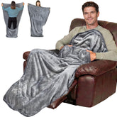 EzrAllora front view silver grey blanket showing neat foot pocket and fit benefit